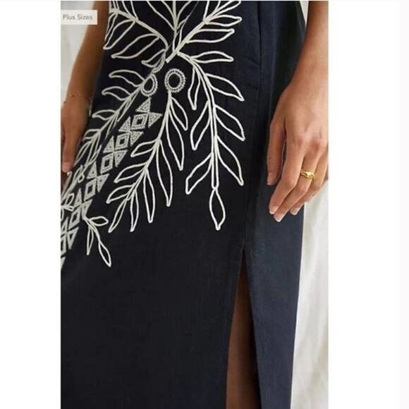 Anthropologie Maeve Embroidered Palm Tree Midi Skirt Size 6 New w/ Tag MSRP $98 - Picture 4 of 14
